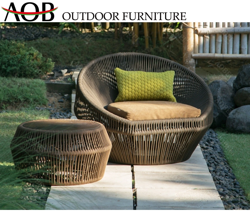 Popular Leisure Rope Weaving Home Outdoor Garden Balcony Chair Table Set Furniture