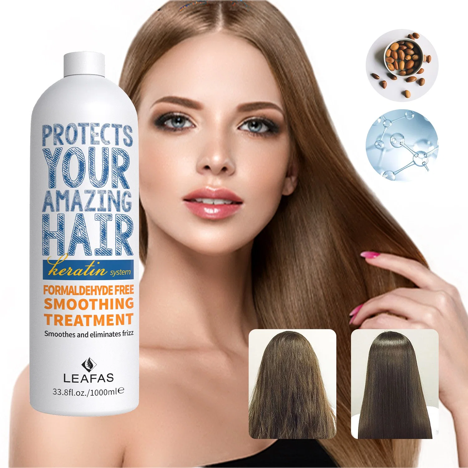 OEM/ODM Hair Care Products 1000ml Keratin Formaldehyde Free Smoothing Treatment for Eliminates Frizz Hair