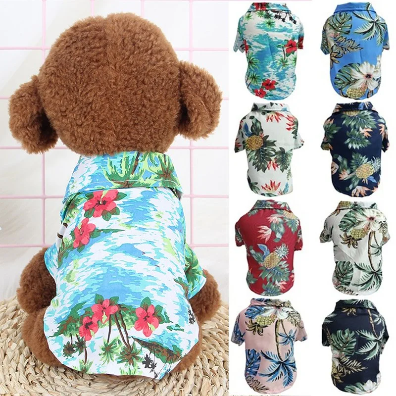 Summer Hawaiian Style Beach Dog Shirts Clothes Pet Products