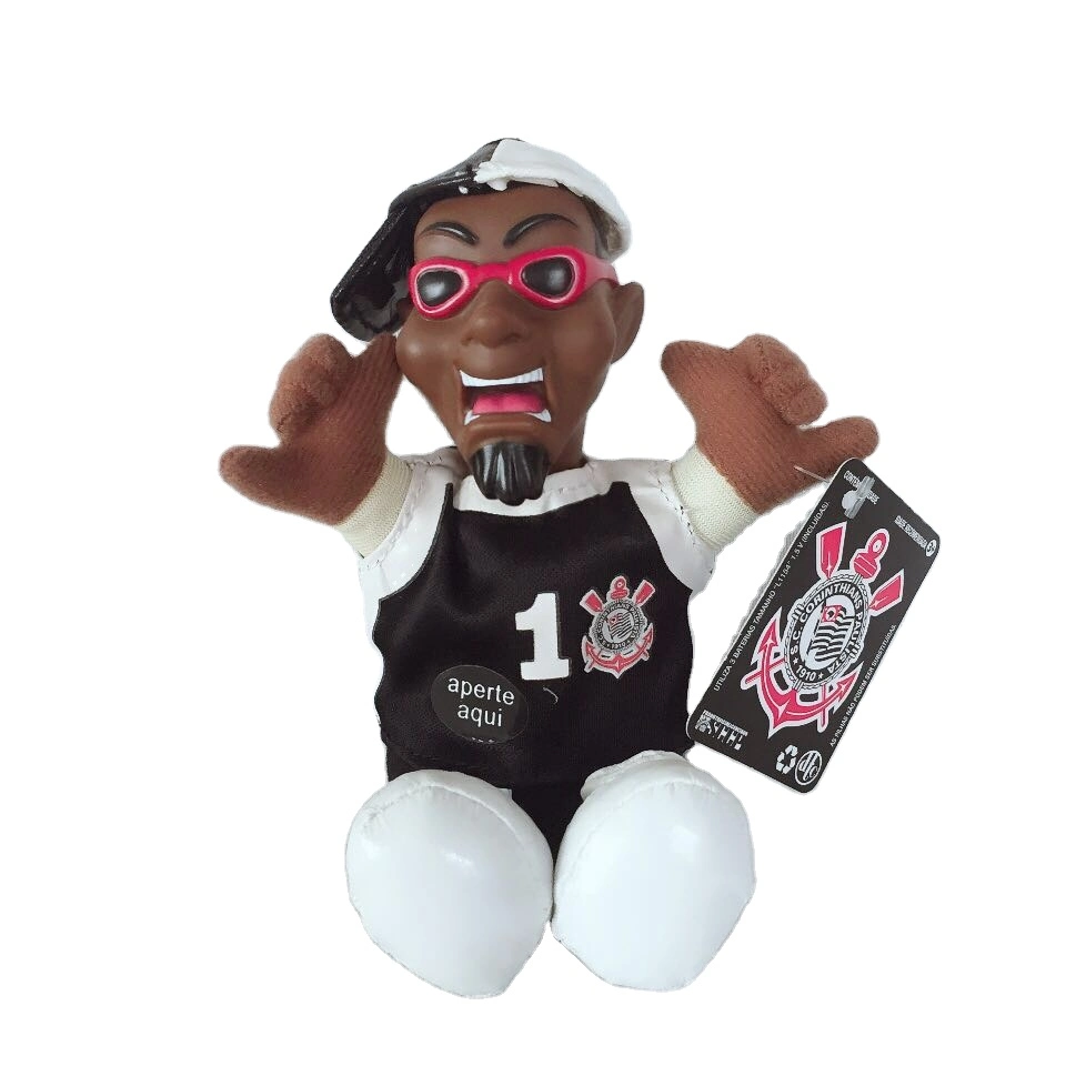 Plush Stuffed Black Man Cloth Doll Toy with Plastic Head
