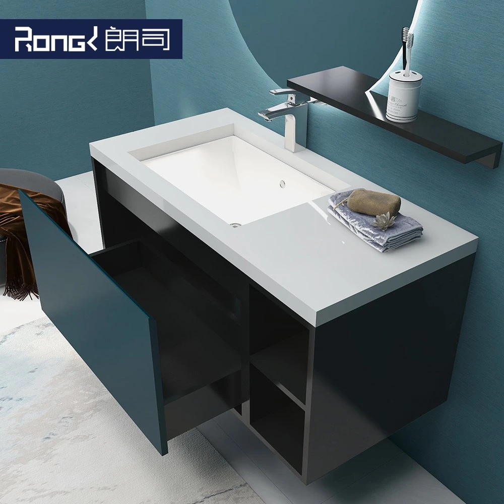 Solid Wood Modern Simple Wall Mountained Combination Bathroom Cabinet