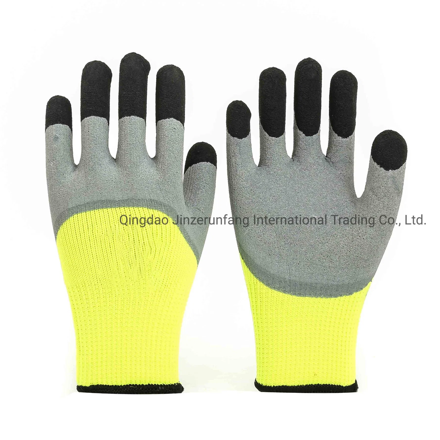 Factory Direct Sales 7g Yellow Terry Liner with Gray Latex Double Dipped Reusable Working Labor Work Safety Protective Hand Gloves for Gardening Household