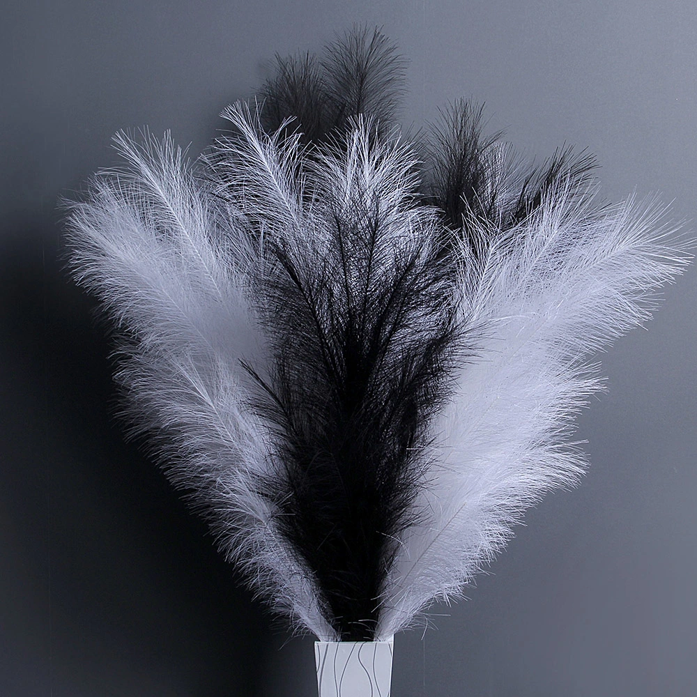 Cool Artificial Pampas Grass White Dried Flower Black Pampas Grass Dried Flower Home Decorative Fluffy Feather Artificial Pampas