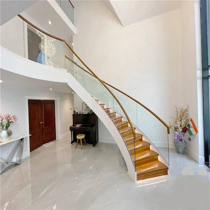 Ace Modern Design Indoor 304 Stainless Steel Railing Steel Arc Curved Stairs