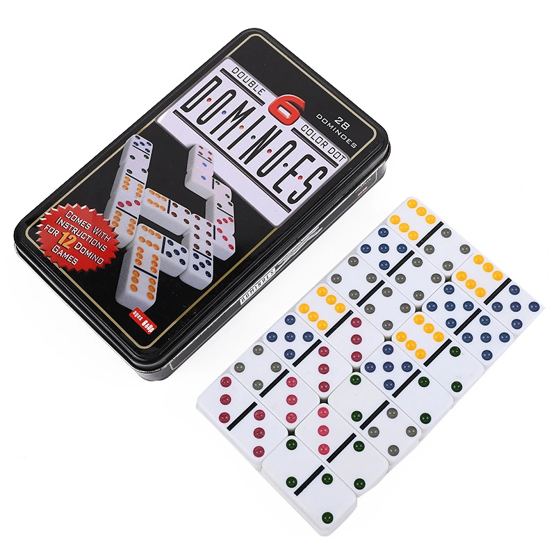 Double Six Dominoes and Wooden Colorful Domino Set with Wooden Box
