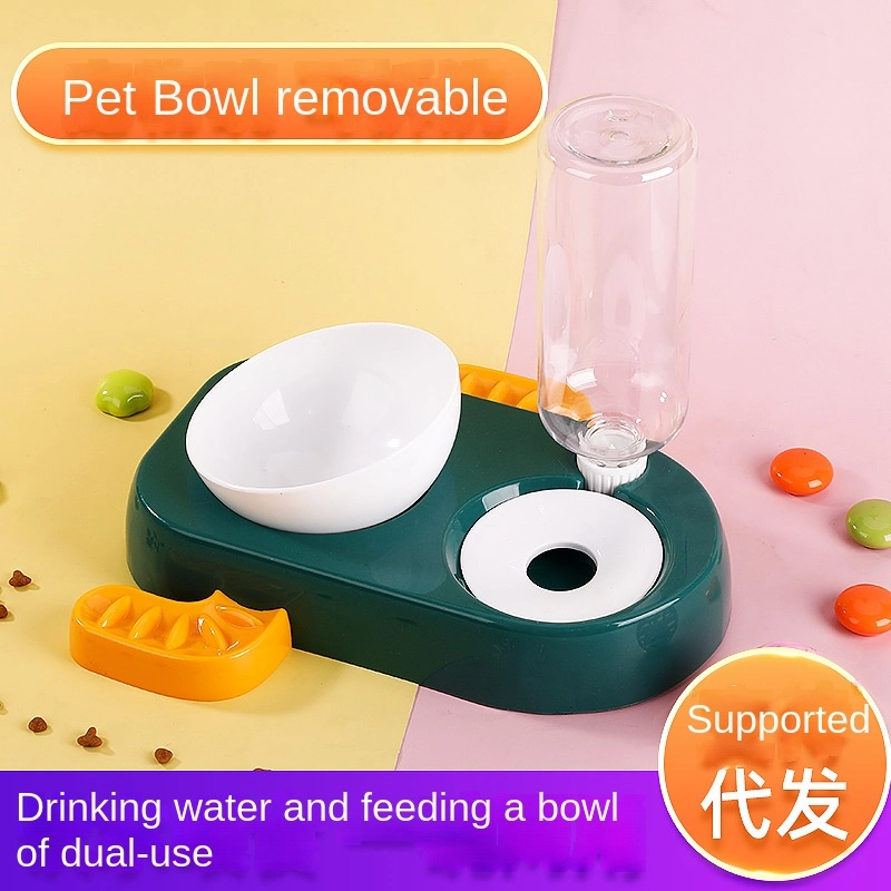 Automatic Cactus Refill Bowl Feeding and Drinking Pet Double Food Bowl 2 in 1 Feeder