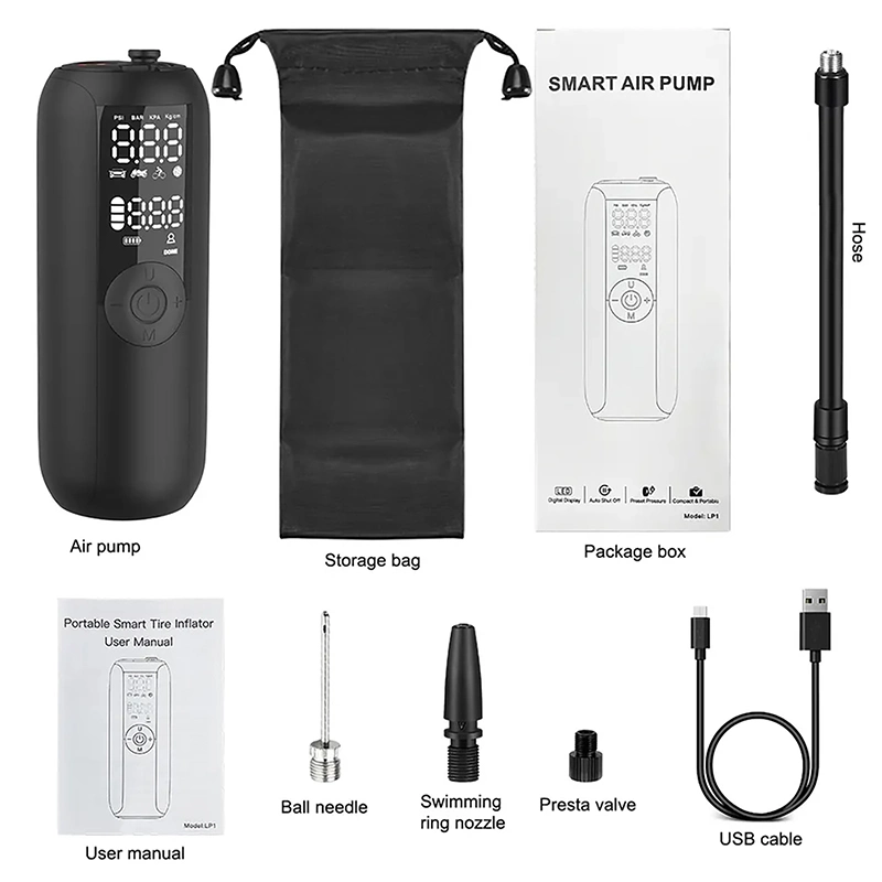 Pompe à air numérique mini 4000mAh rechargeable pour vélo/moto/voiture Compresseurs de pneus sans fil