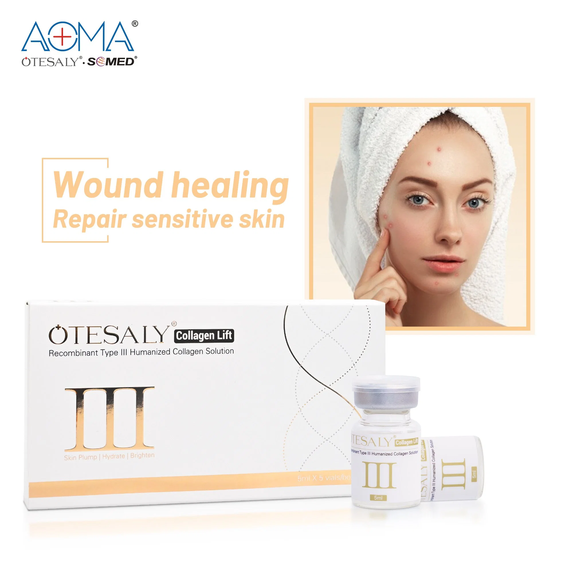 OEM ODM Recombinant Type III Humanized Collagen Solution Remove Acne Spots Loose Skin Hands Neck Face Treatment