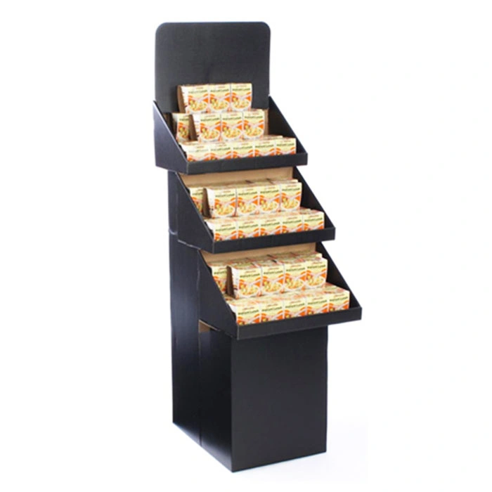 Black Jewelry Gift Box Carton Corrugated Paper Onwall Price Holder Makeup Counter Christmas Food Folding Stand Cardboard Display