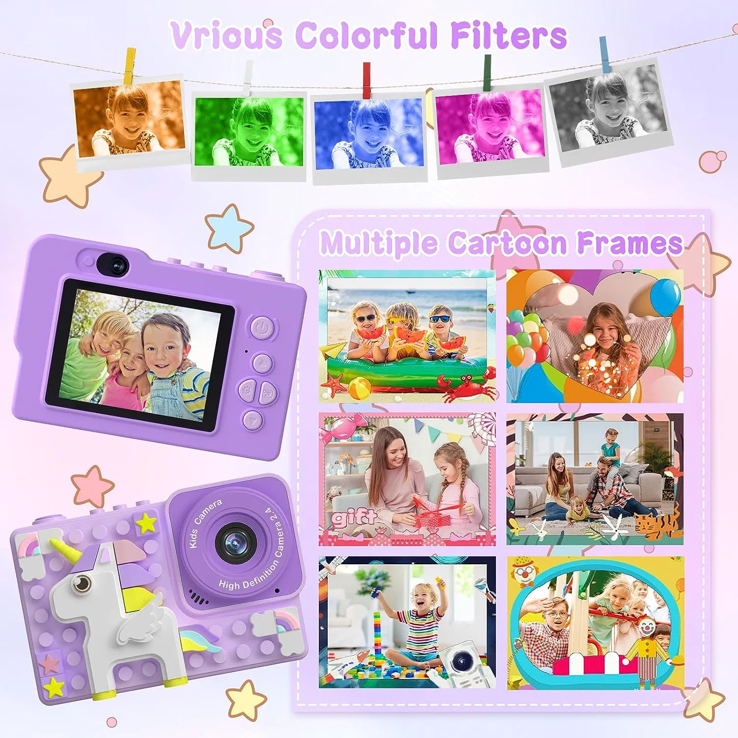 Meilleur cadeau pour enfants Appareil photo pour enfants Vidéo HD 1080P Appareil photo jouet pour enfants