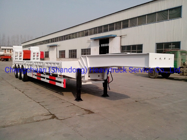 China 3 el eje de 60 toneladas Lowbed Lowboy muchacho baja la pala hidráulica usada remolque cama 80 Ton.