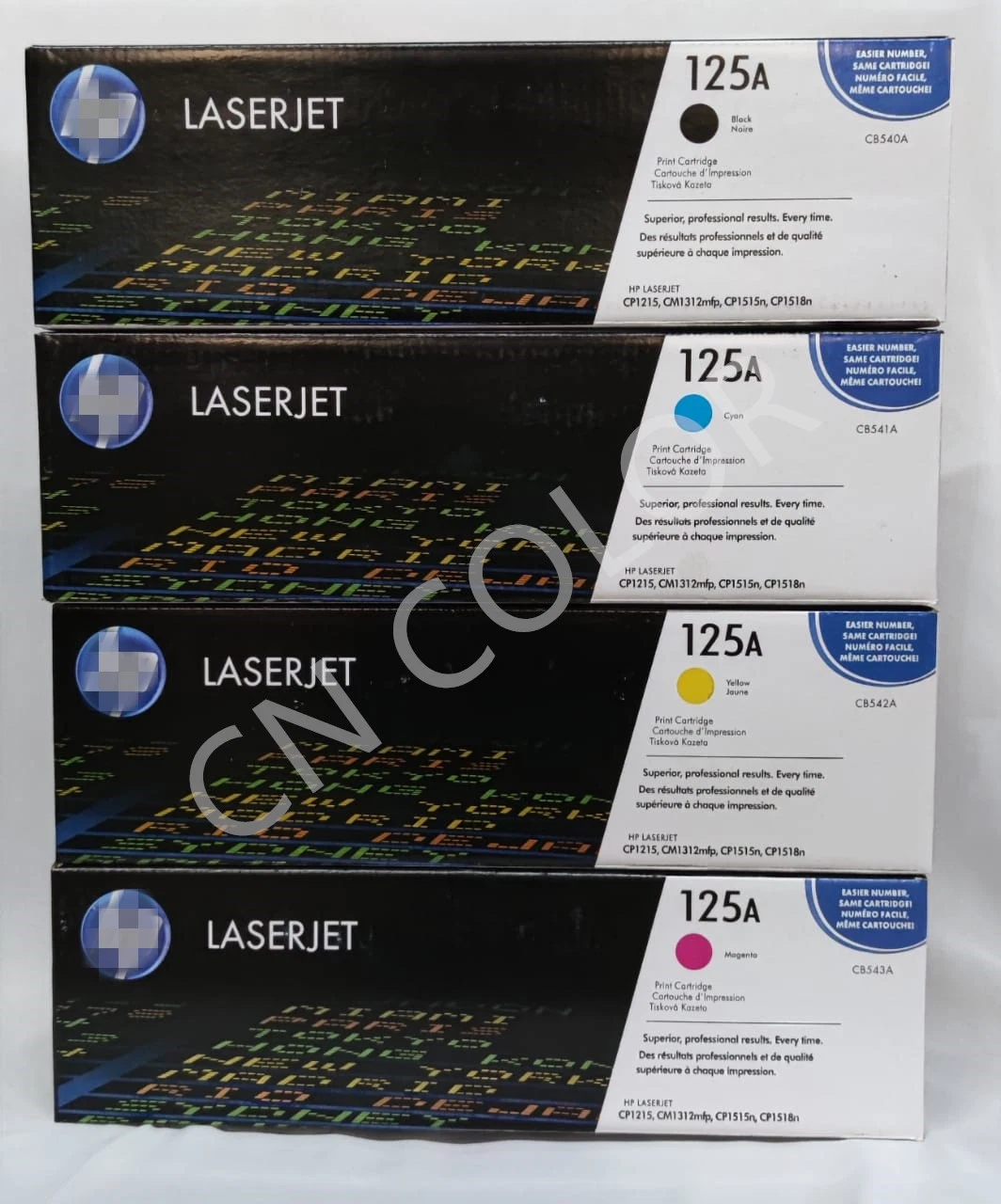 Original 125A Toner Cartridges CB540A/CB541A/CB542A/CB543A Color Laser Toner for HP Laserjet Printer Cp1215/1515/1518/Cm1312/Cm1512