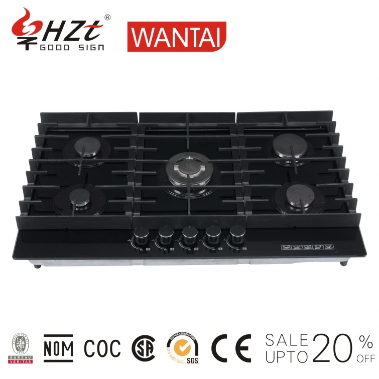 Cooker Stove Tempered Glass 5 Burner Glass Top Build in Hob for Household Cooking