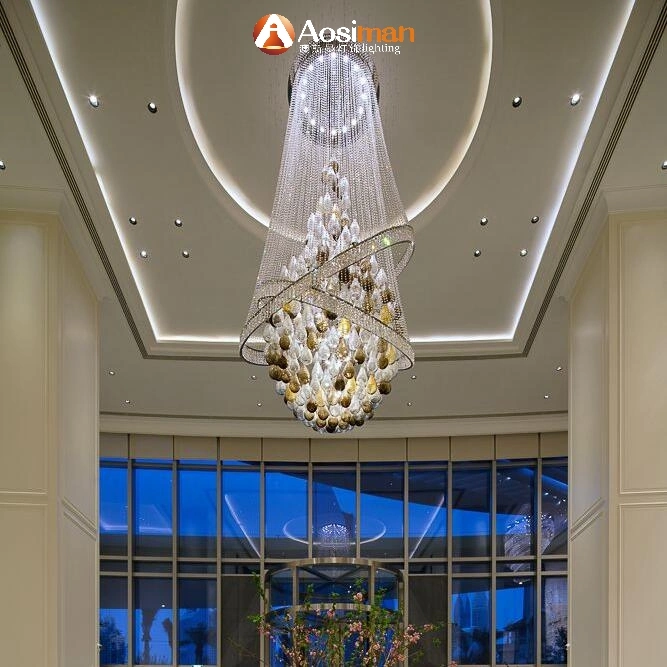 Poignée de commande de l'éclairage modernes de lustre en cristal clair pour l'hôtel Le lobby de lustres en cristal