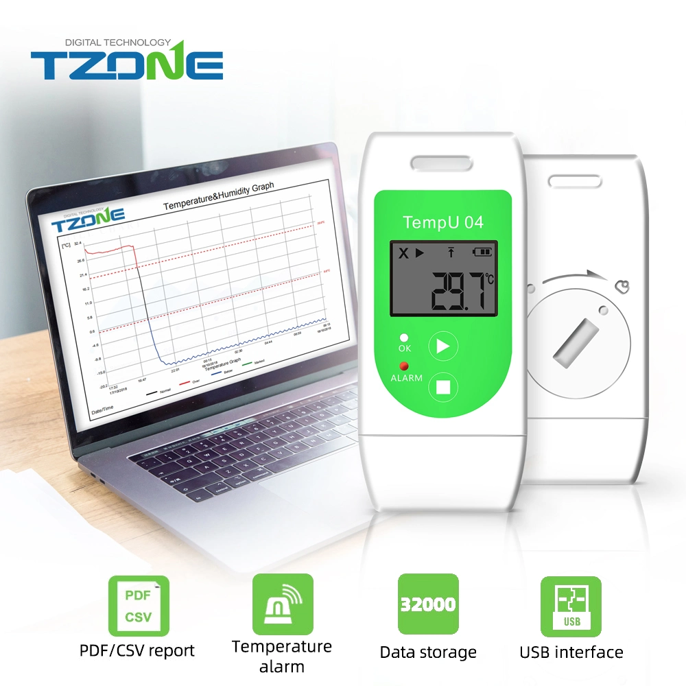 Temperature Humidity Data Logger LCD Display Temp/Rh USB Data Recorder 32000 Data