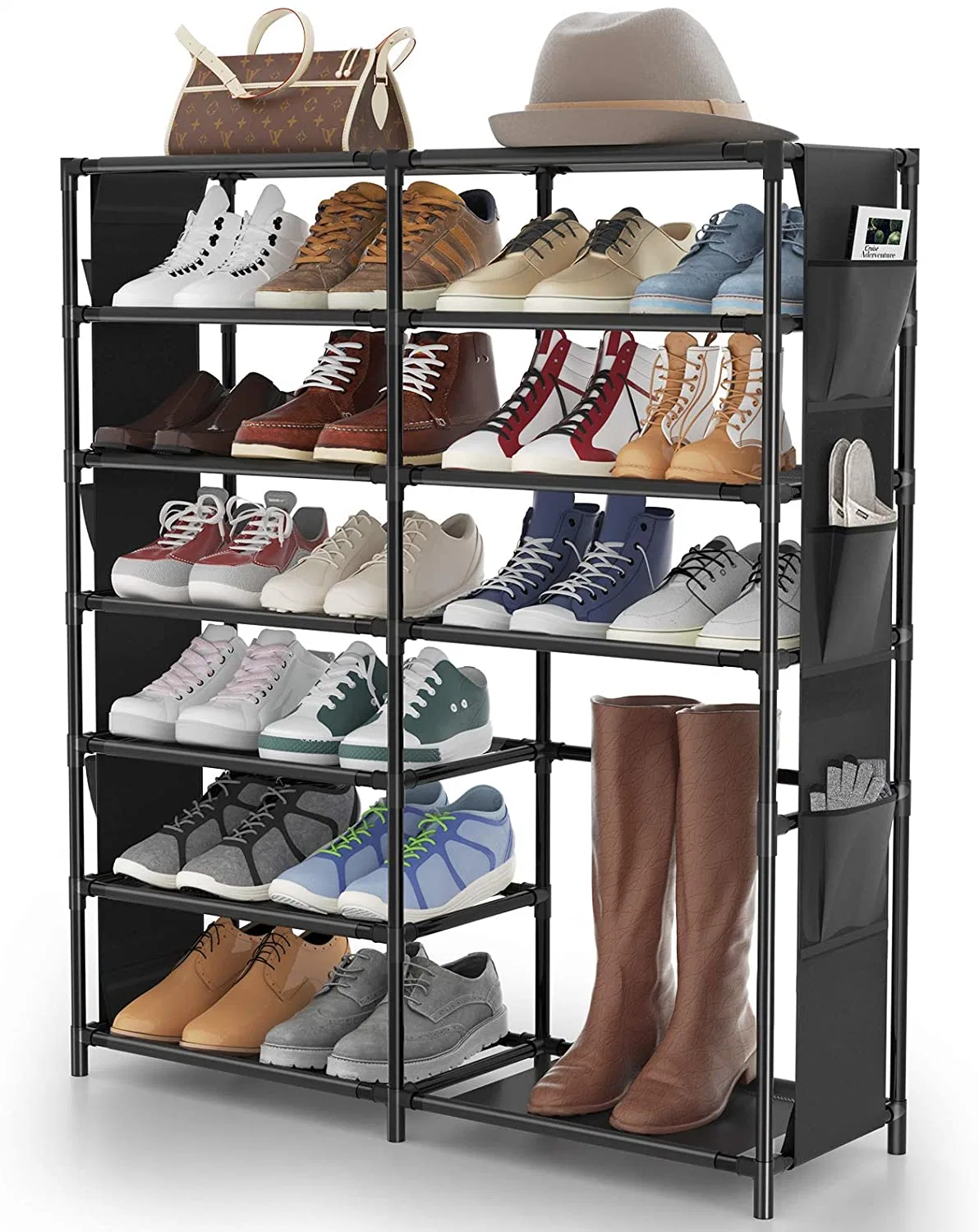 Portable Easy Assemble Home 7 Layers Boots Storage Organizer Shoe Rack