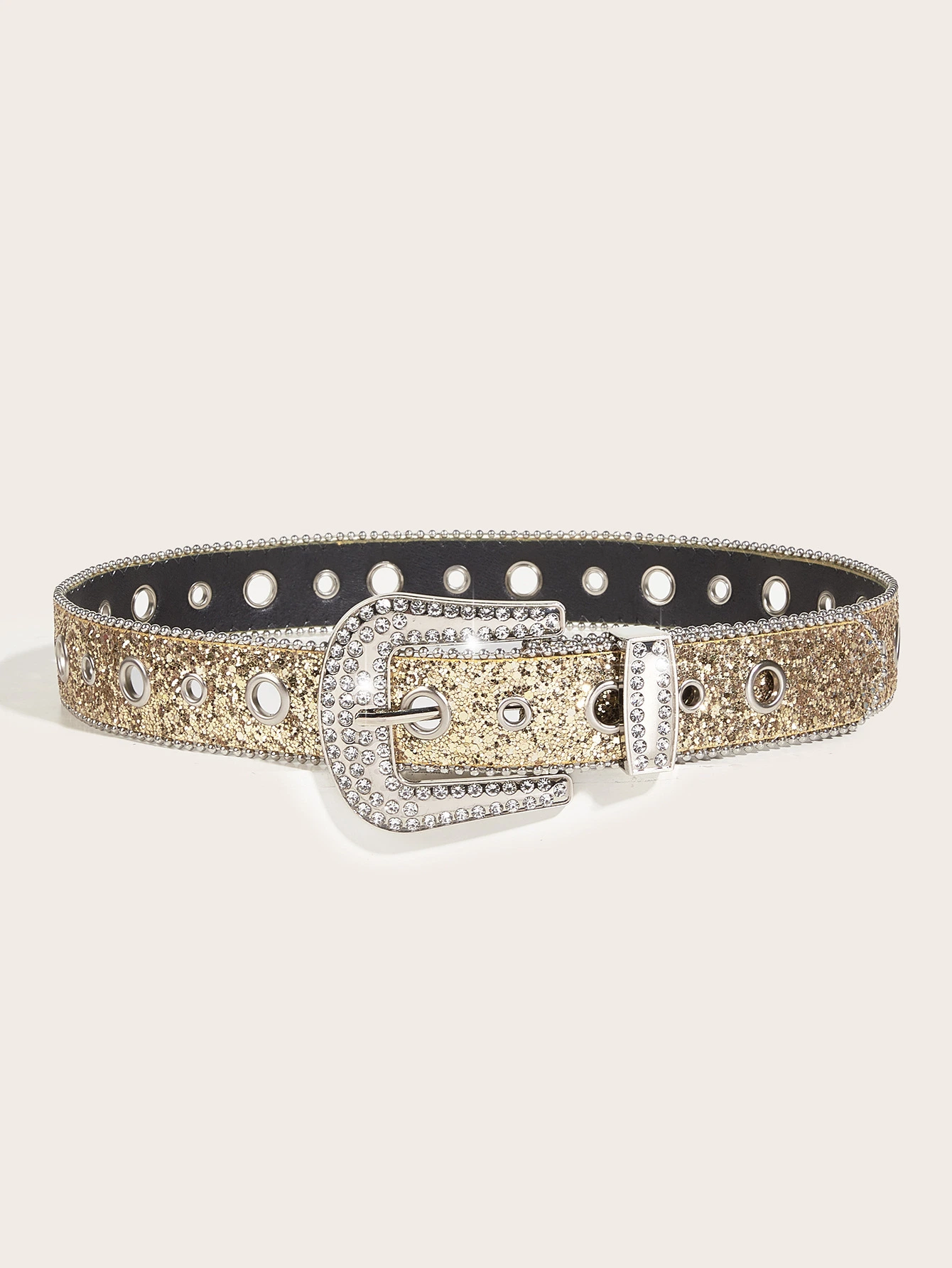 Custom Graved Big Zinc Alloy Buckle Diamond PU Leather Belts Shining Gold Leather Rhinestone Belts Women Men