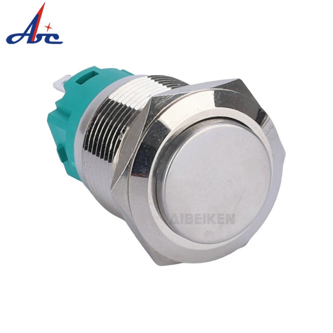 High quality/High cost performance  Waterproof 19mm Power Start Stop Mechanical Brass Nickel Body Push Button Switches