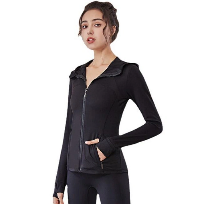 Women&prime; S Long Sleeve Zipper Slimming Bodybuilding Sport Coat