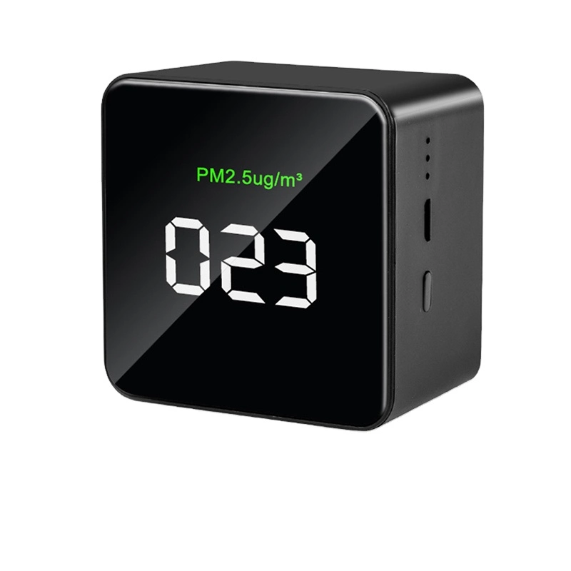 Indoor Real Time Meter Rechargeable Lithium Battery Portable Cube Design Pm2.5 Detector Air Quality Monitor Smog Smoke