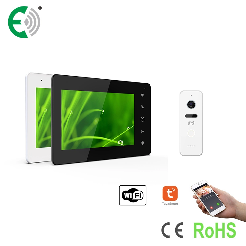 O UTP/IP Digital WiFi 7"Monitor de ecrã táctil Home Security Interfone de desbloqueio de cartão de suporte