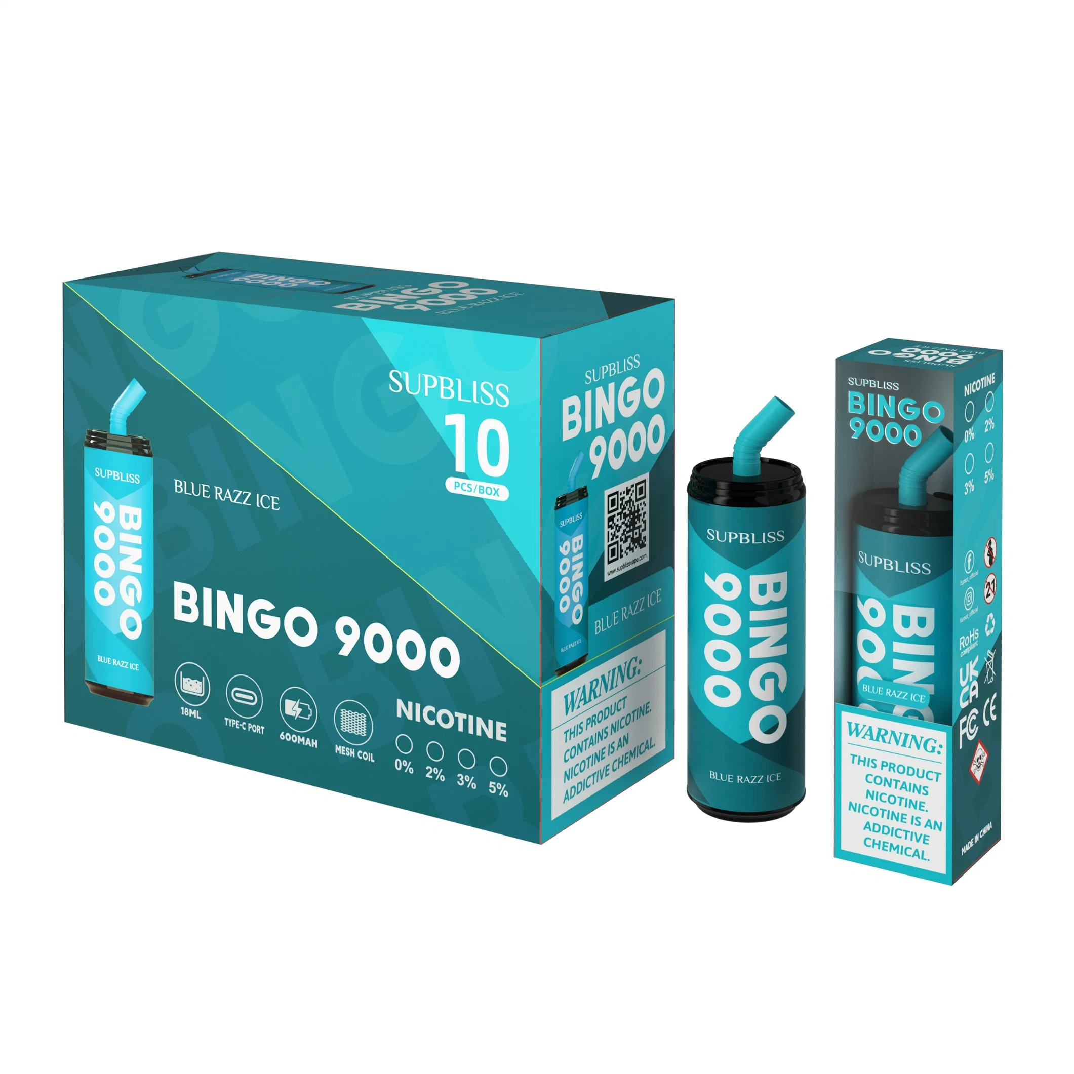 Fumot Randm tornado Supbliss Bingo 9000 puffs com 13 sabores