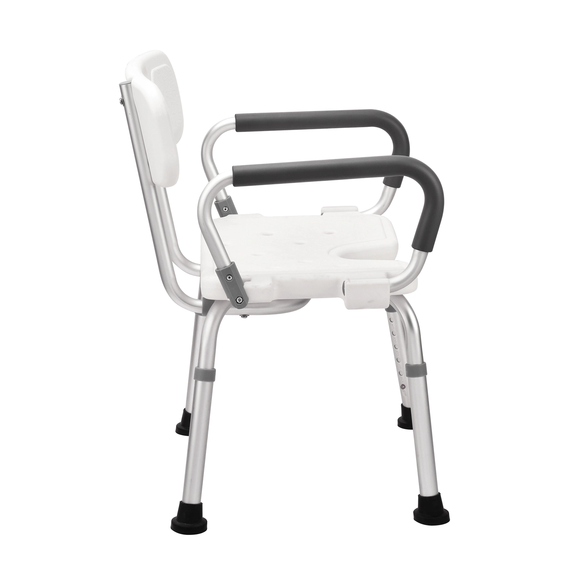 Heavy Duty Handicapped Height Adjustable Aluminum Shower Chair with Flip up Armrest