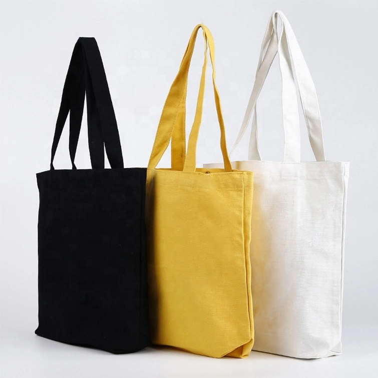 Plain Fashion Shopping Zipper Print Women Cotton Canvas Tote Bag
