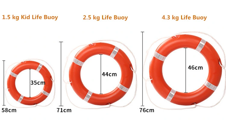 1.5kg, 2.5kg, 4.3kg ISO Approved Lifering Plastic Life Ring Marine Equipment Buoy Lifebuoy