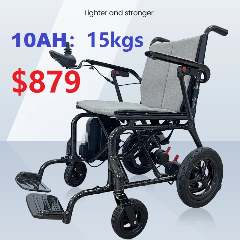 Ksm-507 Carbon Fiber Material Portable Electric Power Wheelchair Lightweight Wholesale/Supplierr Price Folding Wheel Chair for The Disabled