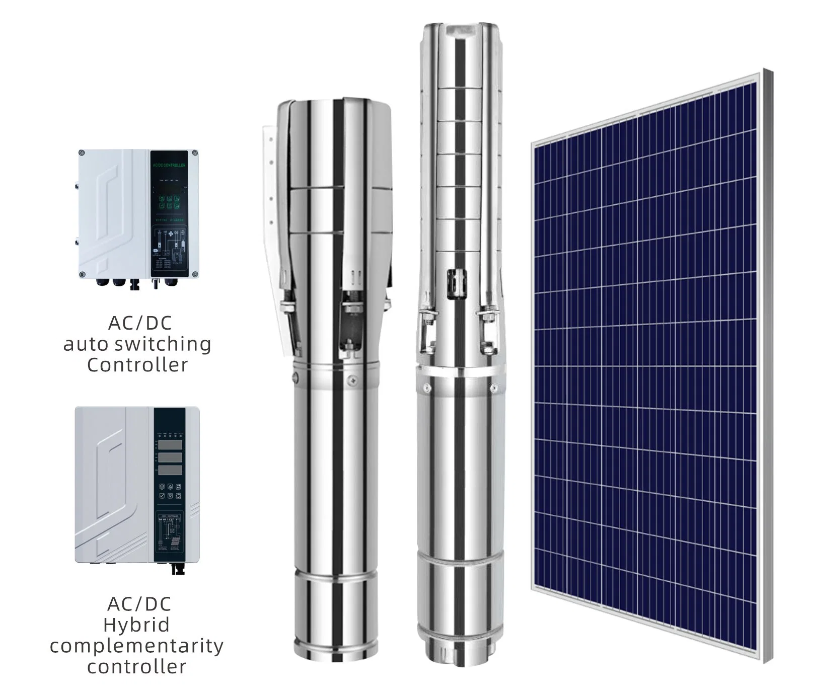 Pompe à eau solaire en acier inoxydable de haute qualité AC/DC 1500W avec contrôleur MPPT.