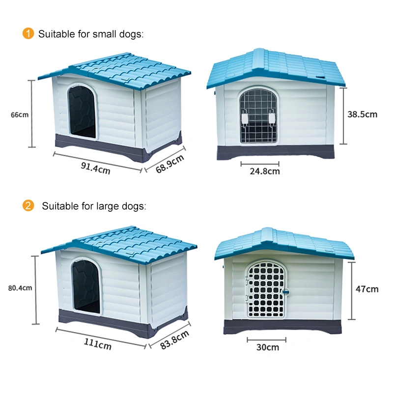 Four Sizes Dog Houses Outside Pet-Friendly PP Plastic Material Pet House for Large Dog