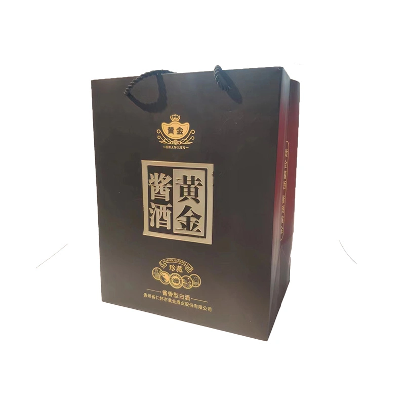 Custom Luxury Wine Packaging Paper Bag China Famous Wine Wine Packaging Tote Bag Hot Stamping Process