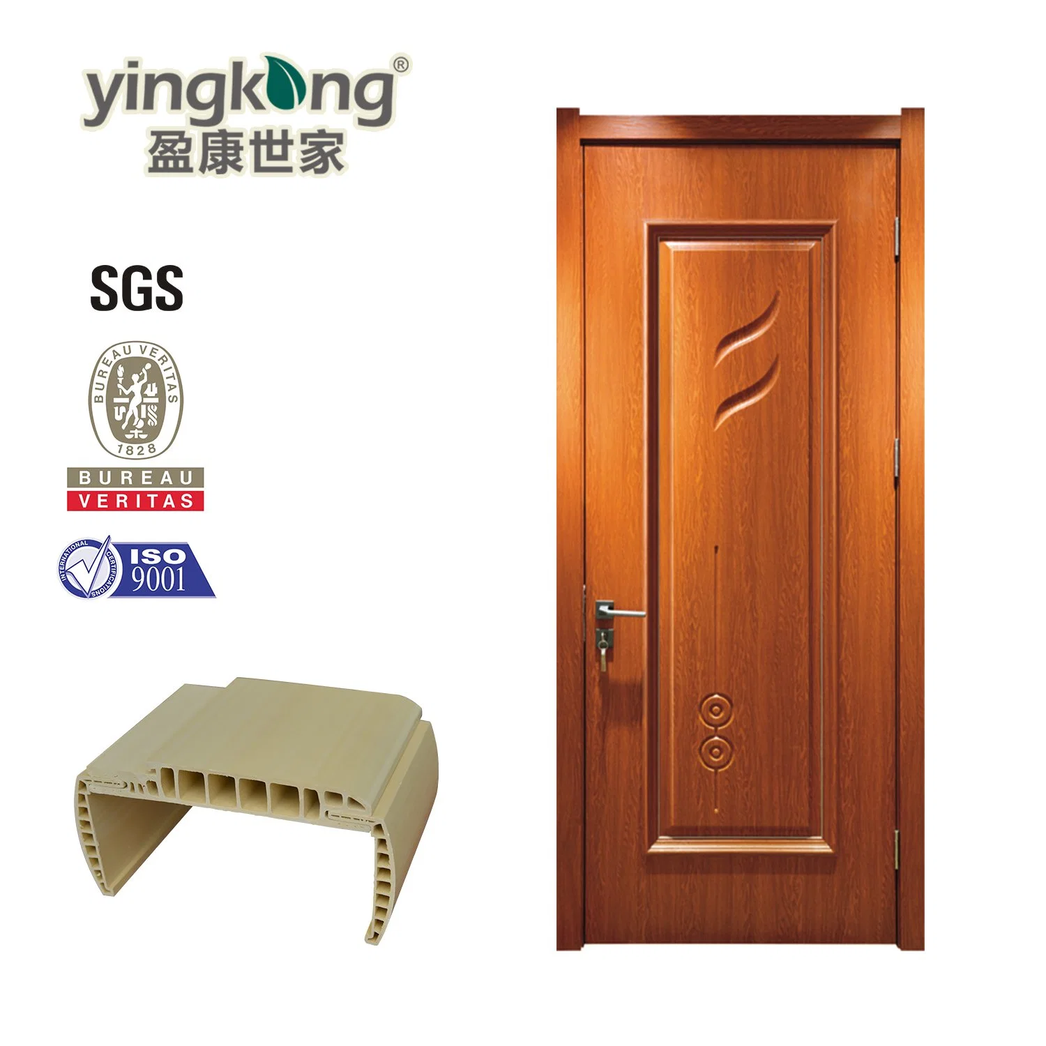 Eco-Friendly Bathroom Door Waterproof WPC Door with WPC Door Frame for Iraq Market