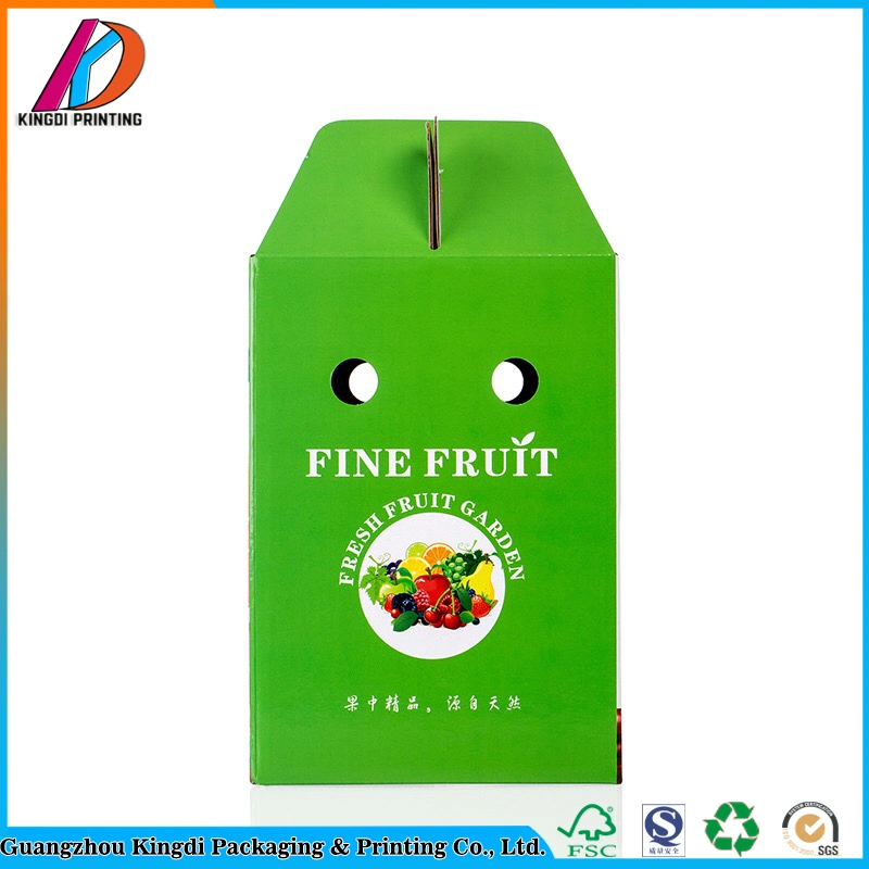 Custom ondulado fuerte caja de embalaje de fruta fresca con asa