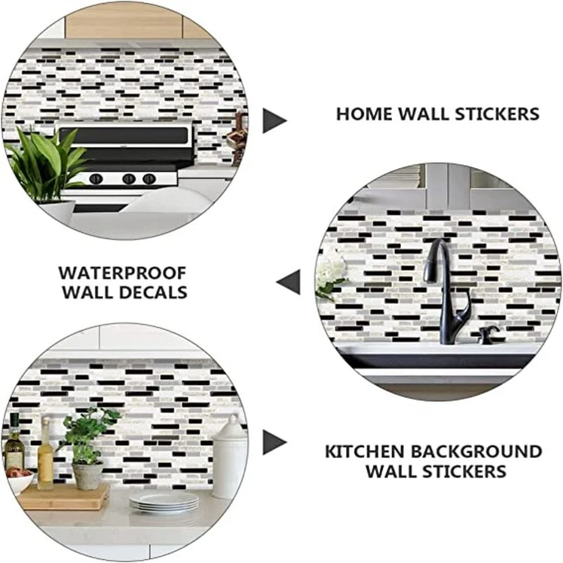 3D Backsplash Wall Tile Wallpaper: 1 Sheet Peel Stick Backsplash Tiles Brick Wall Stickers Wall Decal Panel Decor for Living Room Bedroom Backgrounds