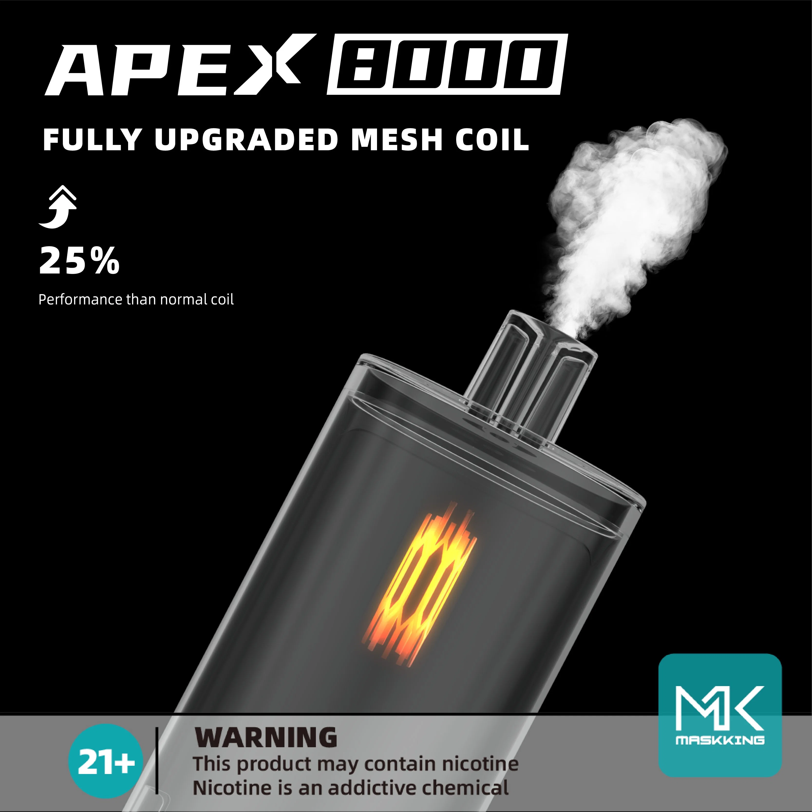 Apex Maskking Puffs 8000 бар испаритель 2% 5% никотина оптовые Электронные сигареты