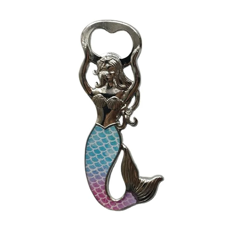 De Metal personalizados Souvenir Mermaid Abrebotellas con imán de nevera