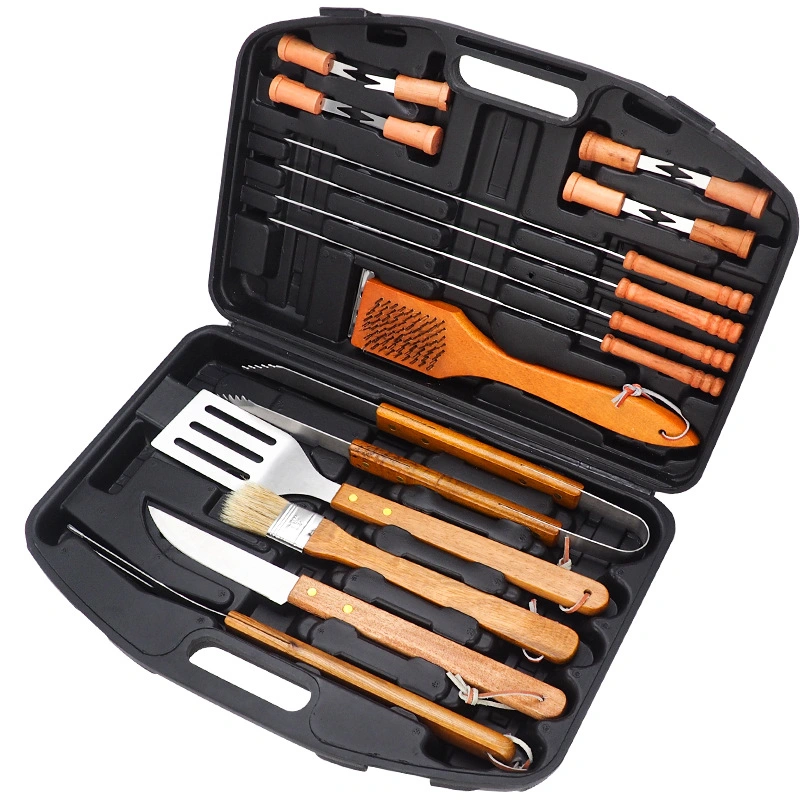 18 Pièces BBQ Camping Pique-nique Barbecue Grill Set Brosse de Nettoyage Outils