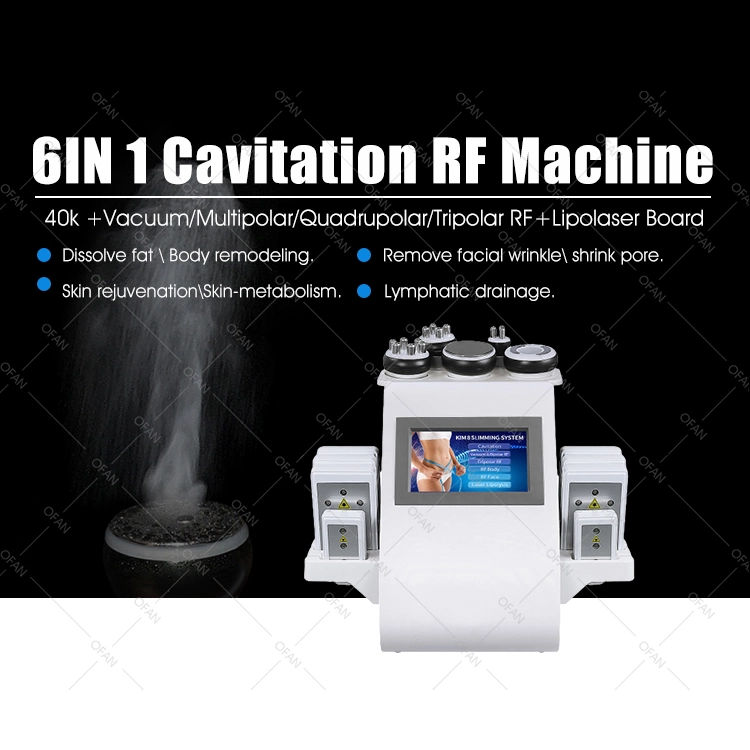 Ofan Beauty Devices Weight Loss Slimming Skin Tighten Anti Cellulite Machine Ultrasound Vacuum RF 6 In1 Cavitation