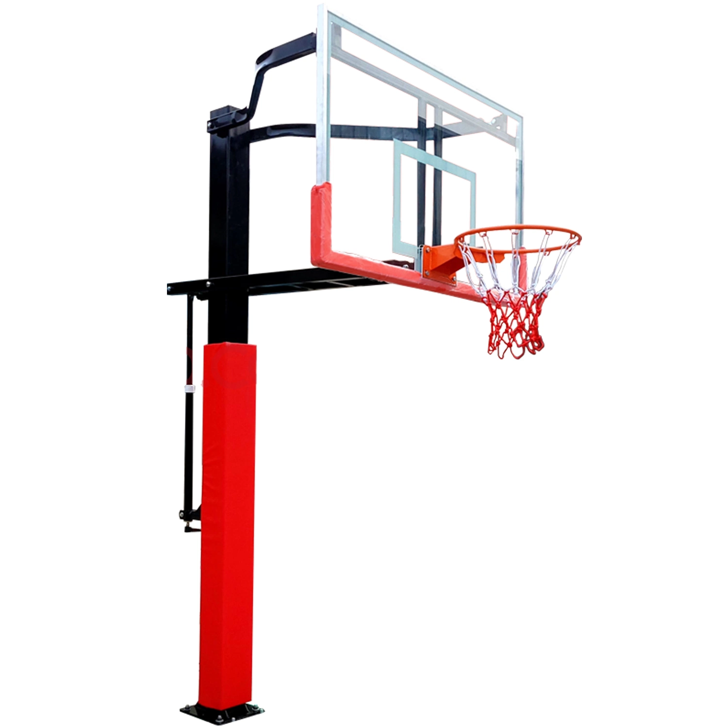 in Ground Basketball Hoop Height Adjust Goal/Stand Standard Tempered Glass Backboard Indoor/Outdoor Set