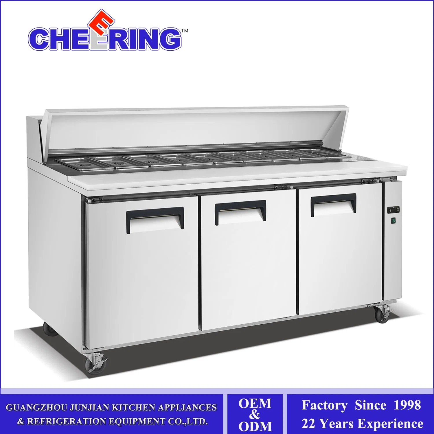 Kt1 Junjian Torcendo Frio Comercial Bancada de Trabalho Tabela Prep Freezer chiller