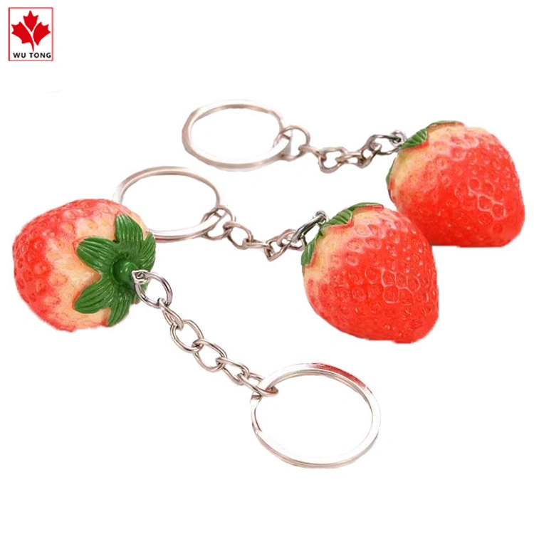 Vivid Fruits Crafts Resin Strawberry Model Keychain Promotional Gifts