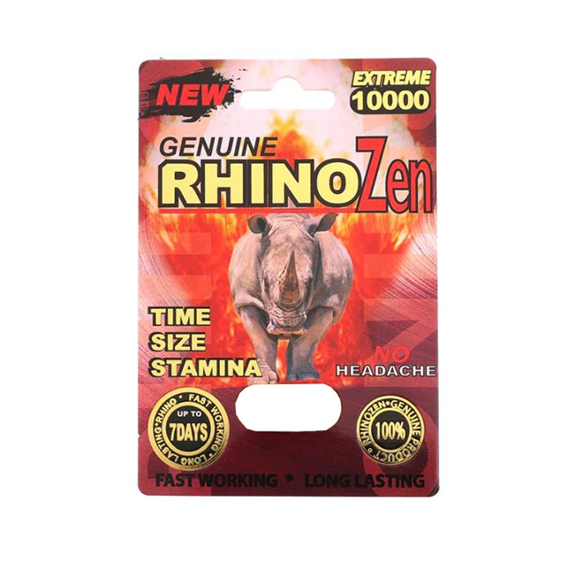 Vente en gros vide Rhino Zen Pill Pakcaigng papier blister carte avec Zone d'affichage