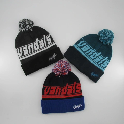 Jacquard Beanie Hats with Pompom