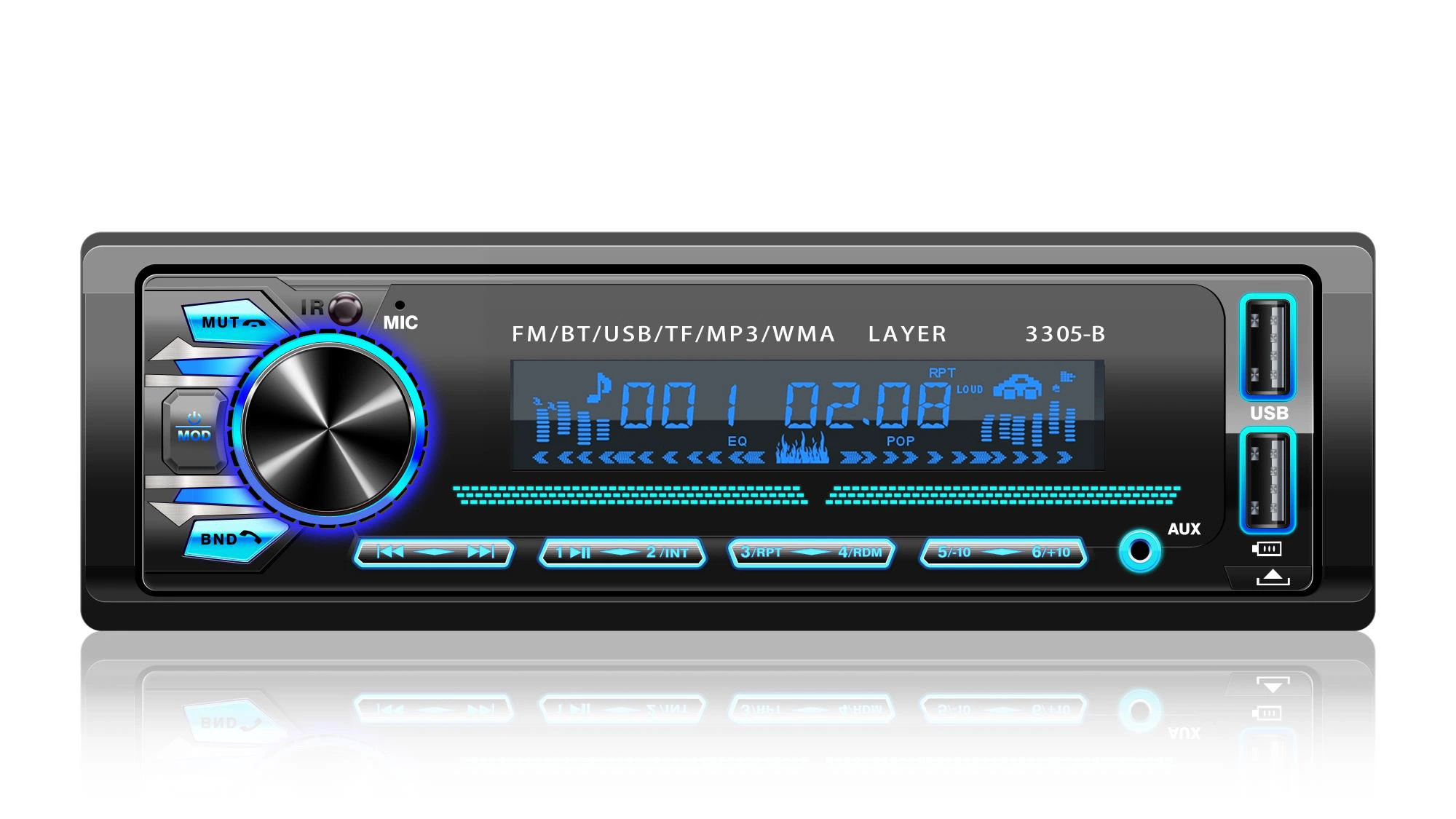 Один разъем DIN MP3-плеер 7 цвета изменить автомобильный радиоприемник с проигрывателем Bluetooth