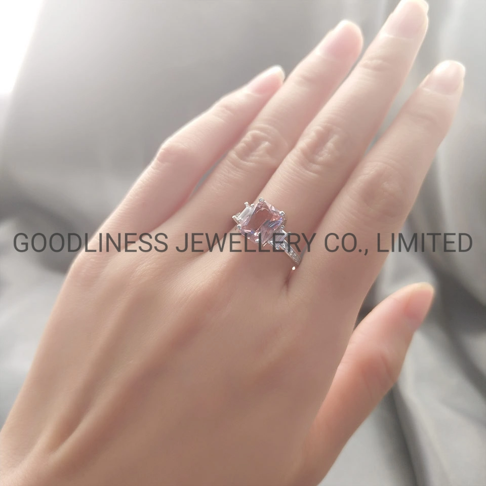 925 Plata de plata tres piedras compromiso de la joyería de los anillos de boda