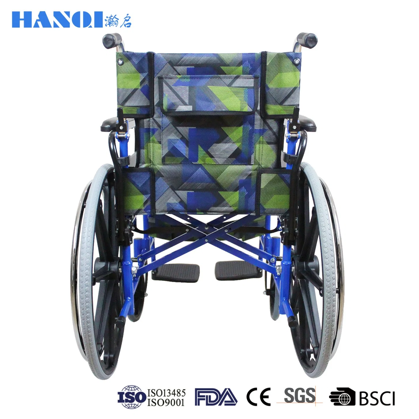 Hanqi Folding Basic Manual Steel Economy Wheel Chair for Elderly