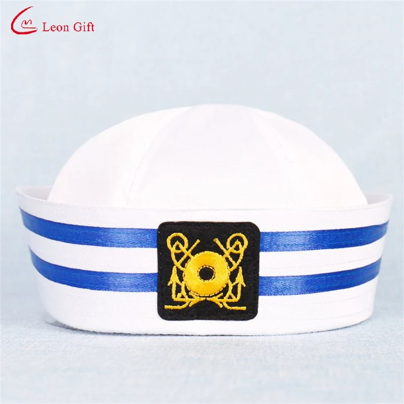 Mayorista de fábrica de uniformes de la tapa de logotipo personalizado Equipo Ceremonial Beret el rendimiento de los niños marinero vigorosa etapa blanco bordado Hat