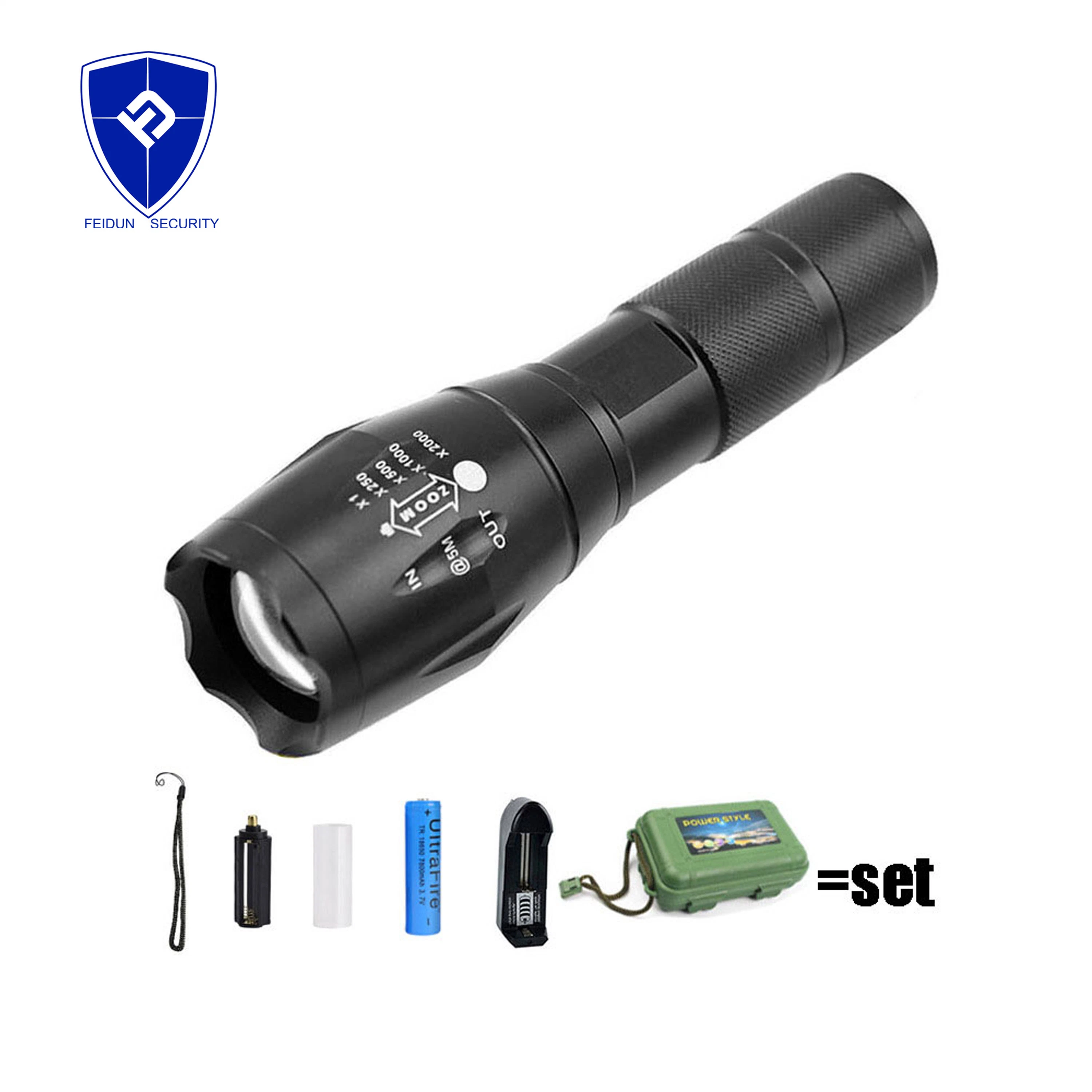 Jetshark LED Aluminum Alloy Telescopic Zoom USB Charging Searchlight Long-Range Outdoor Strong Light Flashlight